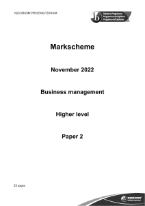 Business Management HL Paper 2 Markscheme Nov 2022