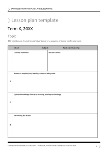 Economics Lesson Plan Template