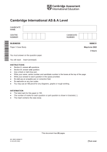 Cambridge AS & A Level Business Paper 3 Case Study Exam