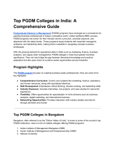 Top PGDM Colleges in India: A Comprehensive Guide