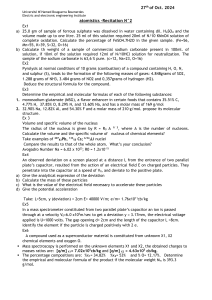 Atomistics Recitation: Chemistry & Physics Problems