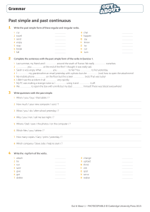 Past Tense Grammar Exercises: Simple, Continuous, Perfect