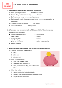 Saver or Spender Worksheet: Money Management & English Practice