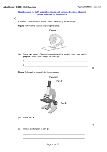 AQA Biology GCSE Cell Structure Exam Questions