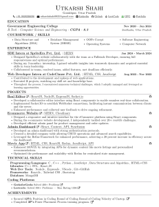 Computer Science Resume | Utkarsh Shahi