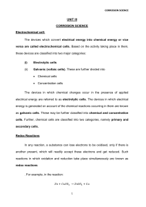 Corrosion Science: Electrochemical Cells & Redox Reactions