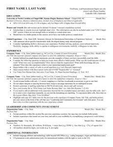 Resume Template - UNC Kenan-Flagler Business School