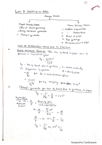 Energy Losses in Pipes: Darcy-Weisbach & Chezy's Formulas