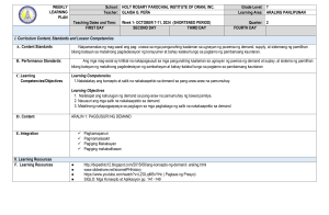 Grade 7 Araling Panlipunan Weekly Learning Plan: Demand