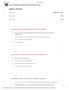 Problem Validation Workshop Quiz - Brilliant Catalyst