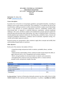 Economics Statistics Syllabus - Istanbul Tech University