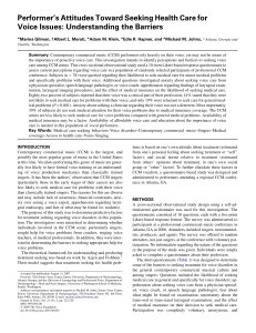 Voice Care Attitudes in CCM Performers: A Study