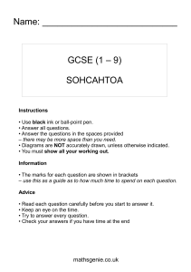 SOHCAHTOA Trigonometry Worksheet