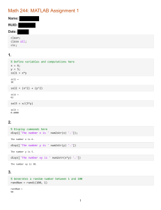 MATLAB Assignment 1: Math 244