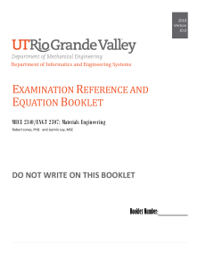 Materials Engineering Equation Booklet