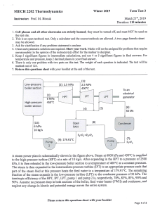 Thermodynamics Exam: Steam Power Plant Analysis