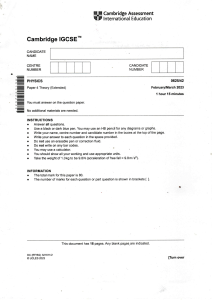 Cambridge IGCSE Physics Exam Paper 0625/42