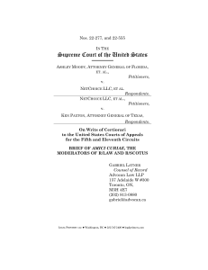 Supreme Court Legal Brief: Content Moderation & First Amendment