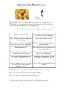 Magic Newspaper Heat Transfer Worksheet