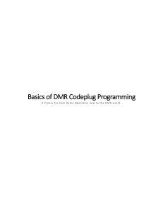 DMR Codeplug Programming Guide for Ham Radio Operators