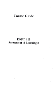 Course Guide: Assessment of Learning 2