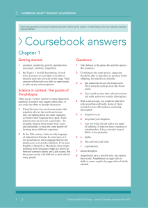 IGCSE Biology Coursebook: Chapter 1 Answers