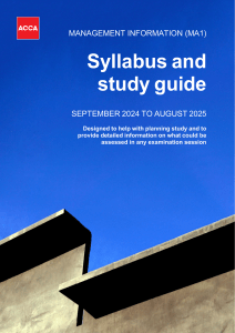 Management Information (MA1) Syllabus & Study Guide