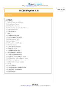 IGCSE Physics: Waves Revision Notes