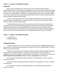 Legality of Pricing Policies & Transfer Pricing