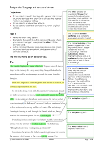 Language & Structure Analysis Worksheet