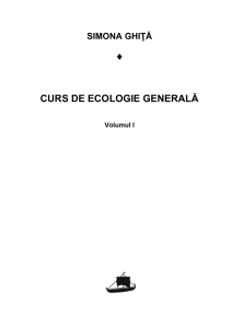 Curs de Ecologie Generală Vol. I