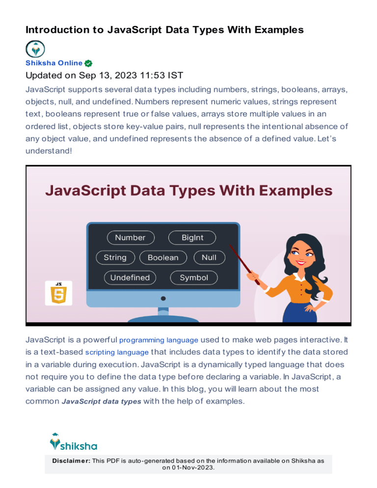 JavaScript Data Types Explained with Examples