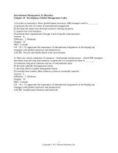 International Management Test Questions: Global Cadre