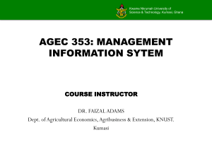 AGEC 353 Management Information Systems Course Syllabus