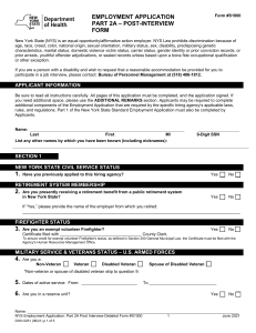 NYS Employment Application Part 2A Post-Interview Form