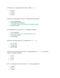 1's and 2's Complement Binary Arithmetic Test