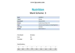 IGCSE Biology Nutrition Mark Scheme