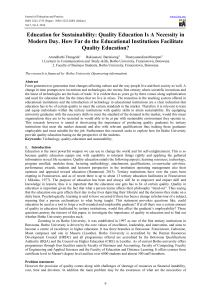 Quality Education for Sustainability: A Journal Article