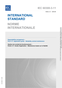 IEC 60300-3-11: Maintenance basée sur la fiabilité