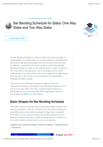 Bar Bending Schedule for Slabs: One & Two Way