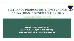 Methanol Production from Syngas: Renewable Energy Innovations