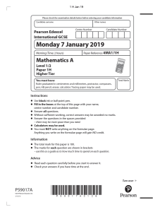 International GCSE Mathematics Exam Paper Higher Tier