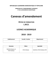 Canevas d'amendement Licence Systèmes Informatiques