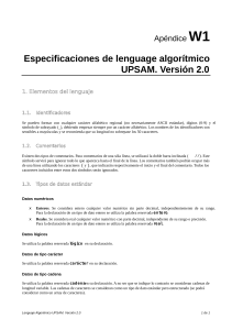 Especificaciones Lenguaje Algorítmico UPSAM 2.0