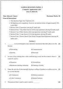 Computer Applications Sample Question Paper Class X