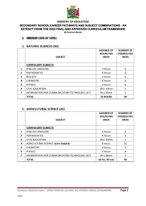 Secondary School Curriculum Pathways & Subject Combinations