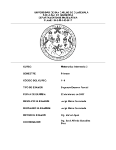Examen Parcial Matemática Intermedia 3 USAC