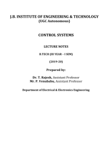 Control Systems Lecture Notes - B.Tech EEE