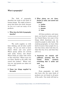 Geography Worksheet: Introduction to Earth and Its People