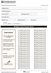 Multiple-Choice Answer Sheet - Exam Form 2A